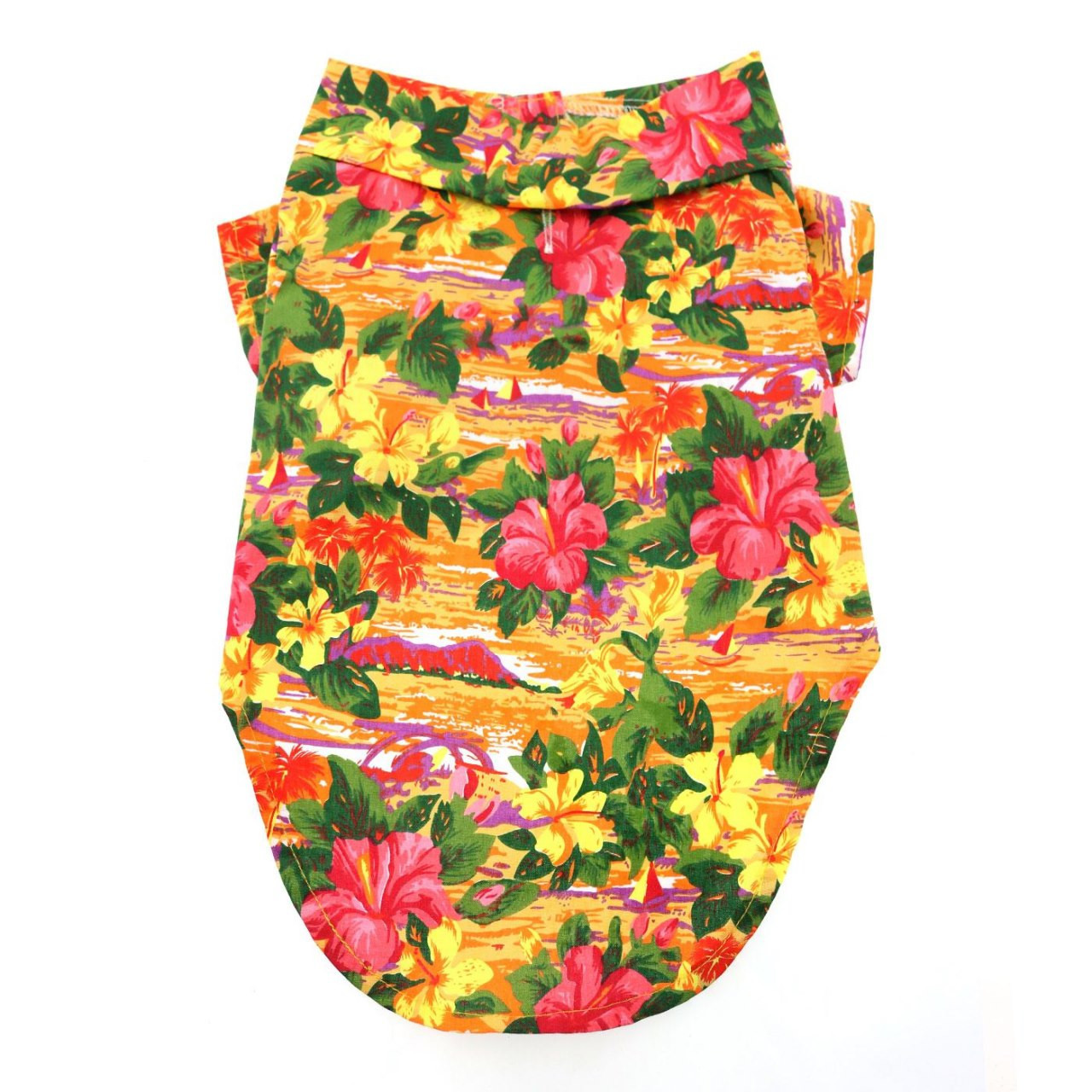 Sunset  Hibiscus 100 % Cotton Hawaiian Camp Shirt Sizes 2XS-L - $19.99