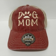 Dog Mom Embroidered Hat Cap Snapback Mesh Rust Red Cotton Front - £10.27 GBP
