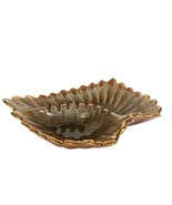 Lovely vintage MCM California Pottery Brown &amp; Gold Leaf Shaped Table Ash... - $54.69 CAD