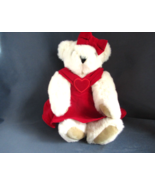 Vermont Teddy Bear Sweetheart  jointed plush white 16&quot; red velvet dress ... - $22.49