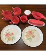 Vintage Pink Stetson Melmac Set Cups Gravy Butter Dish Plates Sugar Bowl - £57.95 GBP