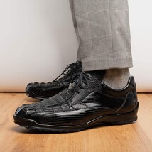 Genuine caiman hornback and original lizard skin Sneaker Shoes Crater Black image 10