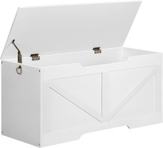 Hoobro Storage Bench, 39.4” Retro Wooden Storage Chest With U-Shaped Cut-Out - £97.18 GBP