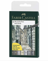 Faber-Castell F167808 8 x Pitt Artist Pens (Soft Brush) Shades of Grey - £19.94 GBP