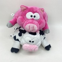 Cow and Pig Plush Set Lot of 2 Stuffed Farm Animal Small Pillow Fiesta 13&quot; - £8.63 GBP
