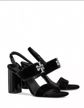 Tory Burch Eleanor Pave Heel Sandal in Black Velvet Leather $428, Sz 10,... - €183,97 EUR