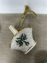 Lenox Holiday Holly Berry Miniature Basket Porcelain 2010 Christmas Orna... - $17.81