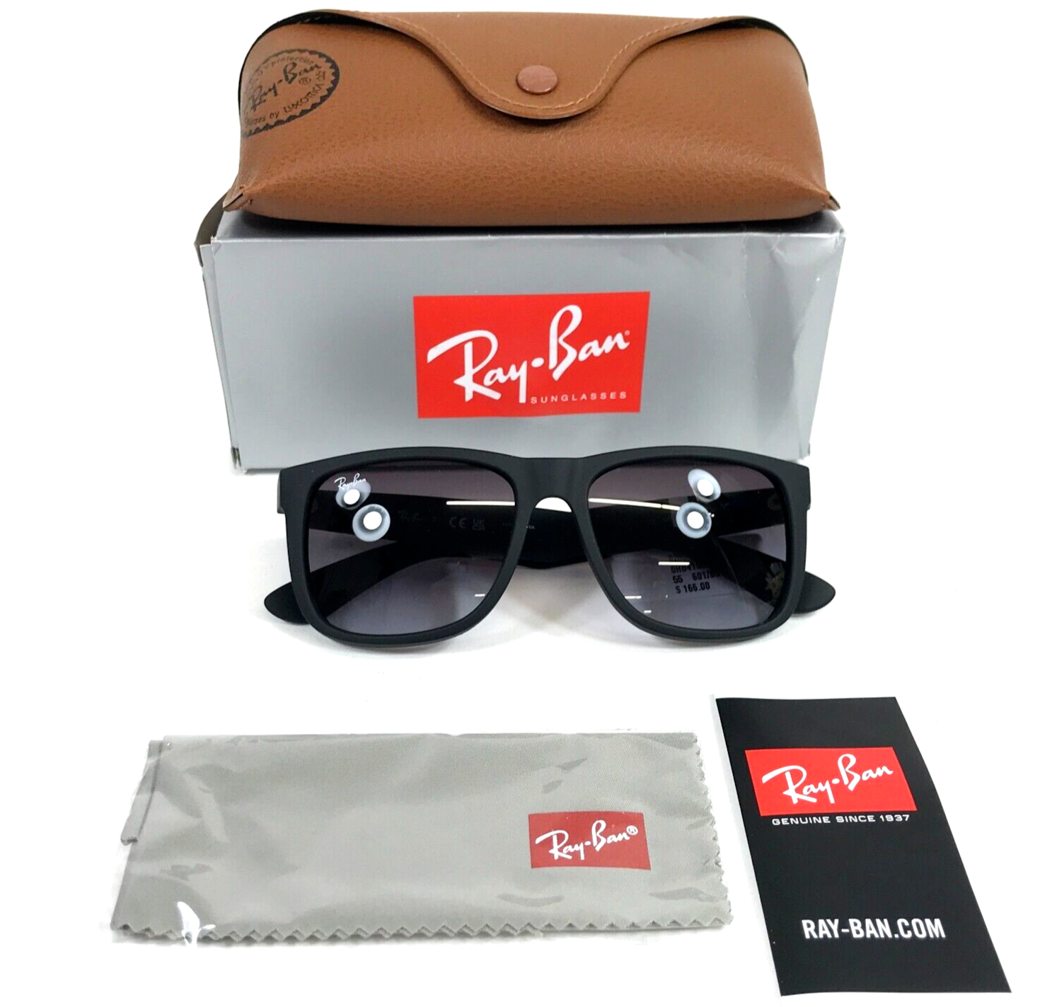 Ray-Ban Sunglasses RB4165 JUSTIN 601/8G Rubberized Black w/ Gray Gradien... - $123.74