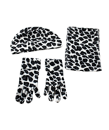 Ladies Hat Glove Scarf  Set Velour Print Ideal for Holiday Stocking Stuffer - $168.17 MXN