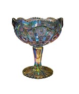 Imperial Carnival Glass Octagon Smoke Blue Iridescent Compote Candy Dish... - £28.62 GBP