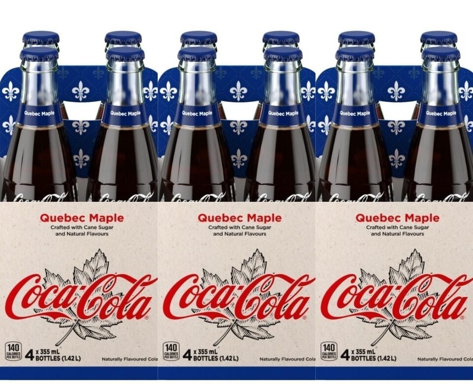 12 Bottles of Coca-Cola Coke Quebec Maple Flavored Soft Drink 355ml Each - $57.09