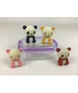 Mini Panda Bear Mixable Figures Purple Snap Carry Case Erasers Collectib... - $13.81