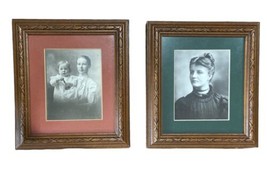 Antique Photos Framed 9&quot; English Mother &amp; Child, Woman Spinster 19th Century Lot - £25.38 GBP