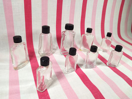 Charming Mid Century 9pc Mini Glass Perfume Bottle Collection + Lids - £30.07 GBP