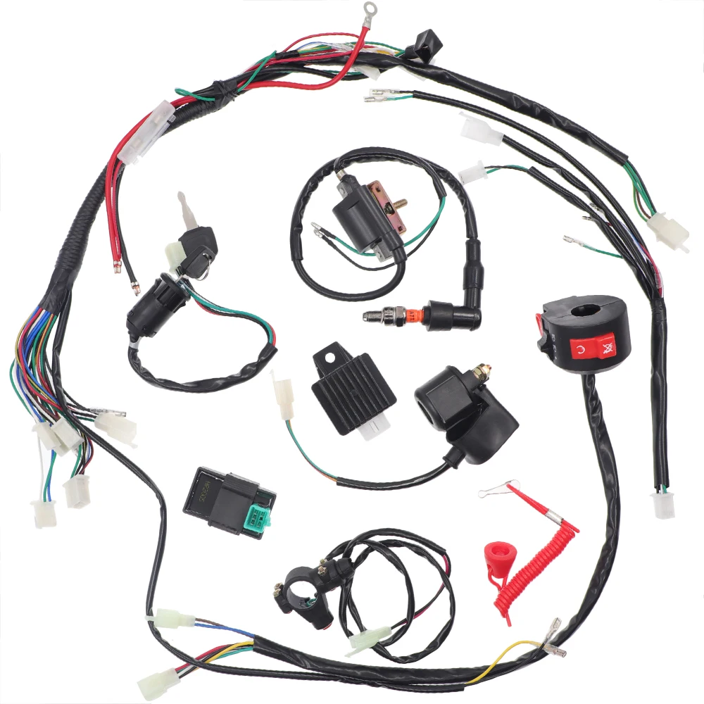 1Set Full Complete Electrics Wiring Harness For Motorcycle ATV Quad Pit Bike Bug - £86.33 GBP