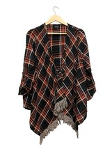 Torrid Drape Plaid Flannel Open Front Cardigan Size 00/Medium Large Blue Orange - £14.85 GBP