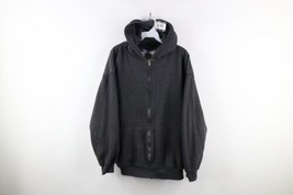 Vtg 90s Streetwear Mens Large Faded Thermal Waffle Knit Lined Full Zip Hoodie - £54.75 GBP