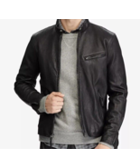 Premium Quality Black Biker Cafe Racer Genuine Leather Jacket Coat Moto,... - $138.40
