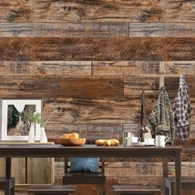 17.71&quot; x 118&quot; Brown Wood Wallpaper Peel and Stick Wallpaper Shiplap Self Adhesiv - £14.29 GBP