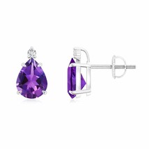 Authenticity Guarantee 
ANGARA Classic Claw-Set Pear Amethyst Solitaire Stud ... - £654.20 GBP