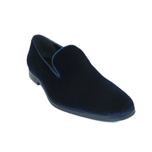 Mens Santino Luciano Shoes Soft Velvet Slip on Loafer Formal C351 Navy Blue image 2