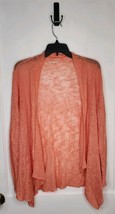 Eileen Fisher Orange Coral Open Front Fine Knit Cardigan 100% Linen Size... - $28.00