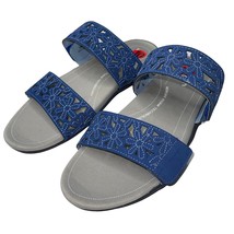 JBU Jambu Sport Sandals Women 10 Blue Slide Floral Cutout Wildflower Lightweight - £38.38 GBP