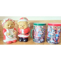 Vintage Santa Bear Couple &amp; Old World Christmas Tin Salt and Pepper Shak... - $217.45 MXN