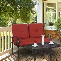 Yardwind Patio Loveseat 2 Pcs. Sofa Seating Garden Patio Love Seat Bench Coffee - £393.99 GBP