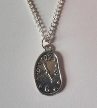 Silver Plate Dali Clock Art Artist Teacher Necklace - £4.06 GBP