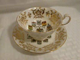 Vintage Paragon Bone China TEA CUP SAUCER set Canada coat of arms appt to Queen - £27.96 GBP