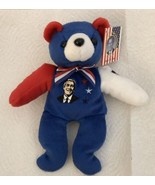 G W BUSH TOY BEAR 43rd  PRESIDENT USA RED WHITE BLUE FLAG REPUBLICAN GOP... - $12.36