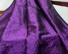 Brocade Fabric Purple damask Fabric, Wedding Bridal Fabric, Abaya Fabric - NF162 - £5.18 GBP+