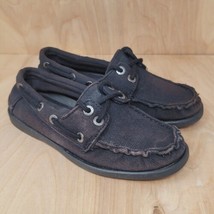 Levi&#39;s Boys Sneakers Size 4.5 Black Canvas Boat Shoes Casual - £11.70 GBP