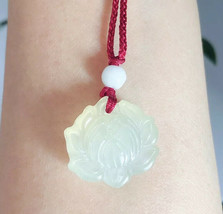 Lotus Jade pendant necklace Buddhist Prayer Jewellery Amulet Healing Pure Love - £11.72 GBP