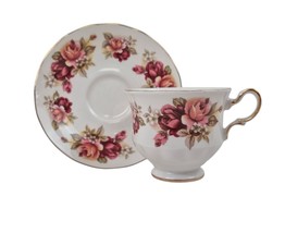 Queen Anne Tea Cup Saucer Set Bone China Floral England G577 Roses Vinta... - $20.79