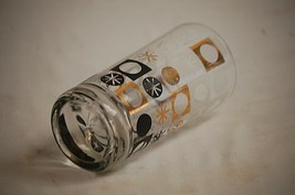 Old Vintage Atomic 5-1/2&quot; Flat Glass Tumbler w Moon &amp; Stars Abstract Des... - $12.86