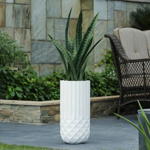 LuxenHome  White 24 in. Tall Round MgO Planter - $123.46