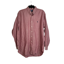 Polo Ralph Lauren Shirt Size Large Blake Red Herringbone Cotton Pony Logo Mens - £17.04 GBP