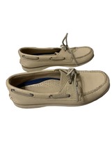 Sperry Top Sider Womens Boat Shoes Beige Size 8 Leather Round Toe Lace Up Casual - $18.80