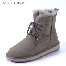 Real Sheepskin Suede Leather Women Fashion Casual Winter Ankle Snow Boots Natura - £133.03 GBP