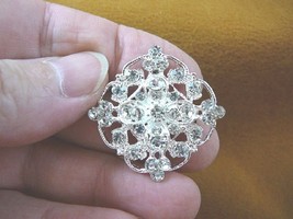 bb602-10) clear rhinestone crystal filigree flower floral silver tone brooch pin - £12.73 GBP