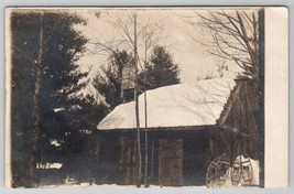 RPPC Old Snow Covered Cabin in Forest Snowshoes on Display c1905 Postcard B23 - £15.85 GBP