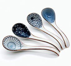 Asian Soup Spoon,Ceramic Ramen Spoon,6.4Inch Japanese Pho Spoon with Long Handle - £11.73 GBP