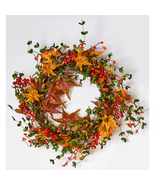 22 In. Artificial Fall Berry and Maple Leaf Wreath on Natural Twig Base - $707.95 MXN
