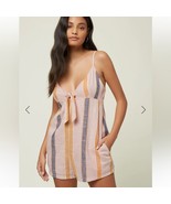 O&#39;Neill Tatum Pink Orange Yarn Dye Stripe Romper Large - $46.75