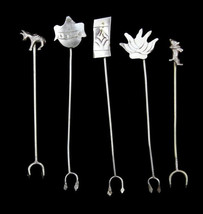 Vintage Mid Century MCM Mexican Sterling Silver Hors D&#39;oeuvres Picks Dog Donkey - $21.06