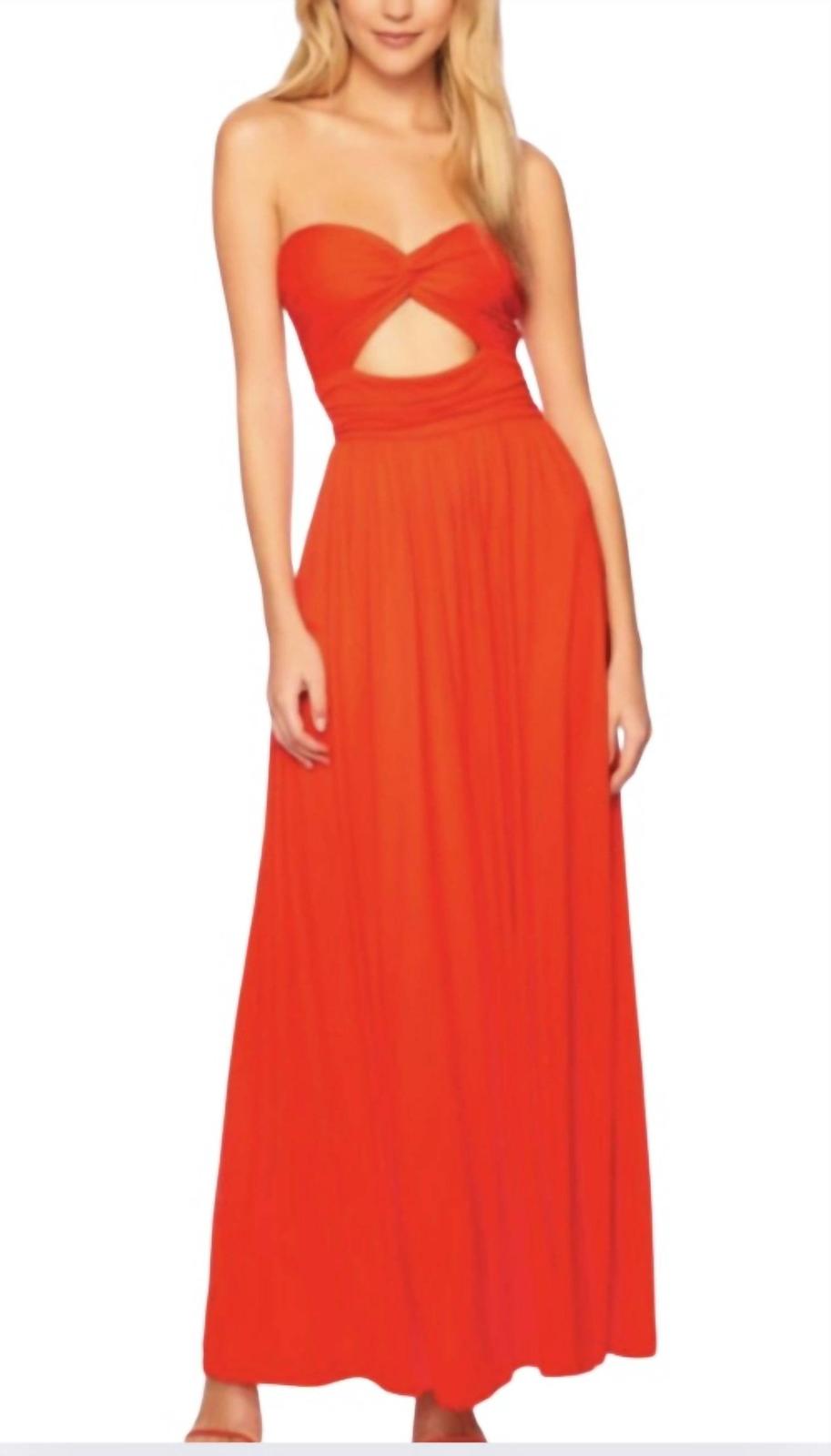 Susana Monaco Strapless Cut Out Maxi Dress With Twist Front Cherry Tomato - $106.00