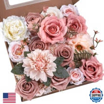BSMYBO Artificial Flowers Combo Dusty Pink Flowers Bouquets Fake Roses F... - $40.49