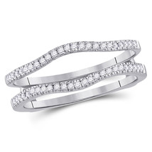 14k White Gold Round Diamond Ring Guard Wrap Solitaire Enhancer Band 1/4 Ctw - £651.19 GBP